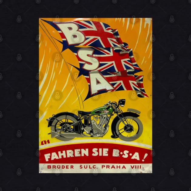 Retro BSA Motorbike Poster by funkymonkeytees